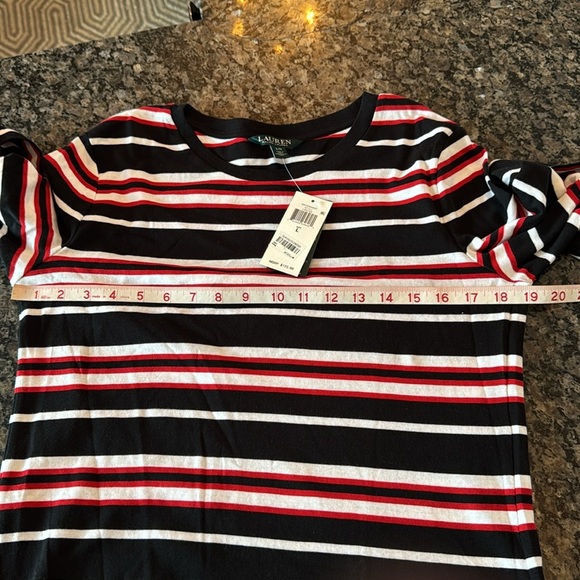 Ralph Lauren Striped Black and Red Women's cotton tshirt Dress NWT L - Picture 11 of 14